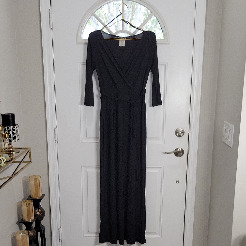 Black Long Sleeve Minimalistic Maxi Dress Size M